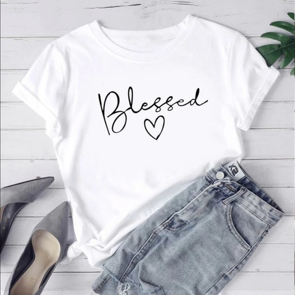 WILA Tops - BLESSED graphic tee white